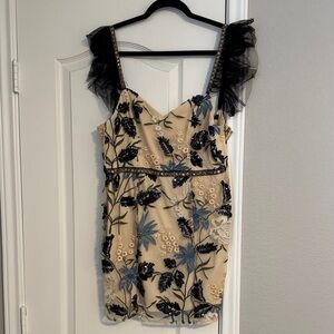 Lulu's Black and Cream Floral Mini Dress